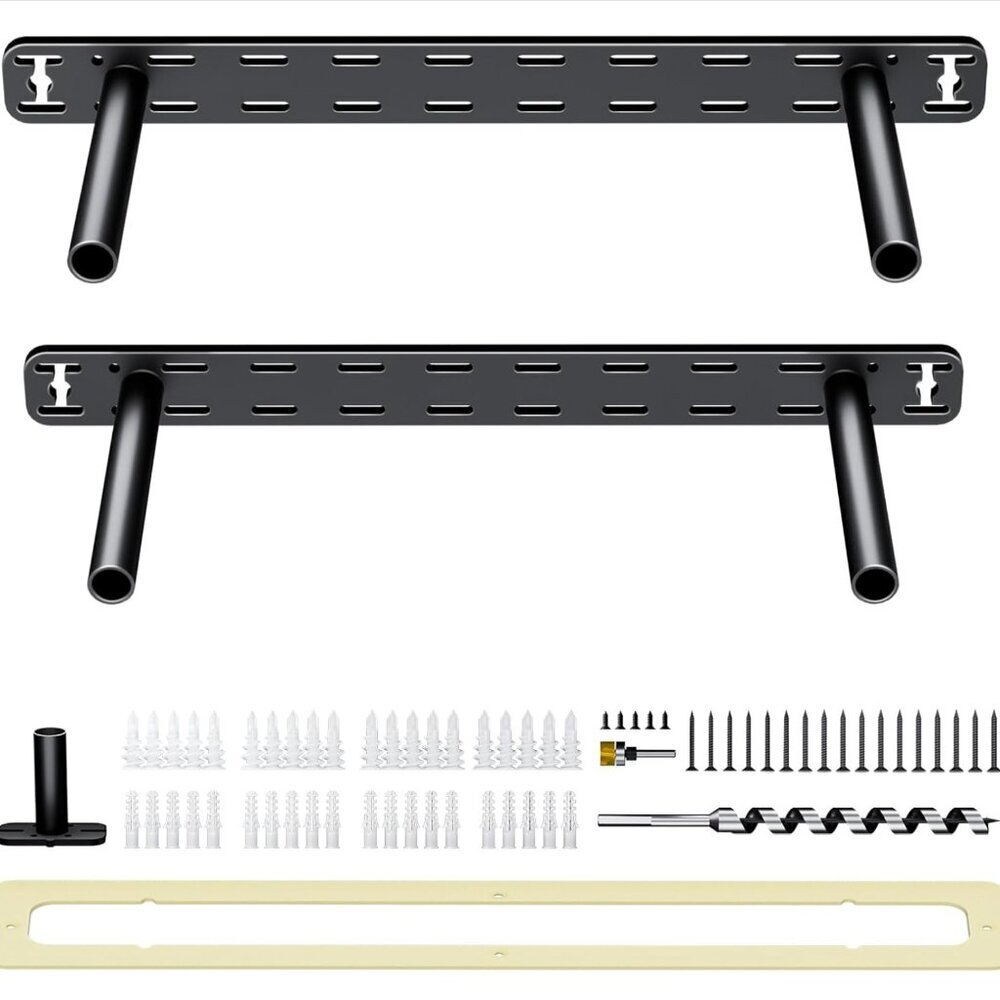 2Pk Floating Shelf Bracket Heavy Duty, (16"X8"X1.5") Black Brand New